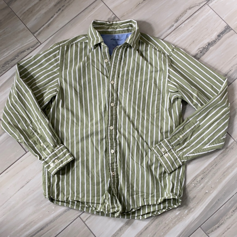 Soft Green w/White Stripe Eddie Bauer Shirt - Sml